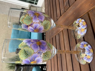 One-Stroke Painting: Decorative Painting - Blossoms on Glass, Sunflower Plate Holder, &  Red, White, Blue Graphic